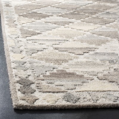 Gray Geometric Handmade Wool 5' x 8' Area Rug