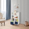 Kings Brand Furniture - Kids Toy Storage Organize, Children Bookcase with Drawers, White/Blue - 2 of 4