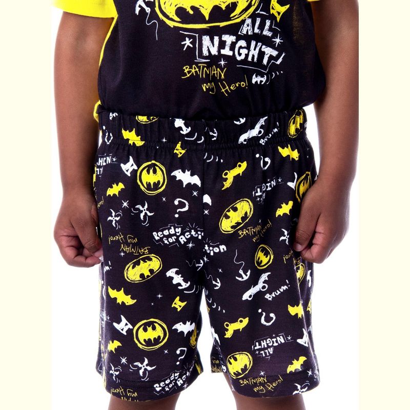 DC Comics Toddler Boys' Batman Pajamas Ready For Action 2 Piece Pajama Set Yellow/Black, 4 of 7