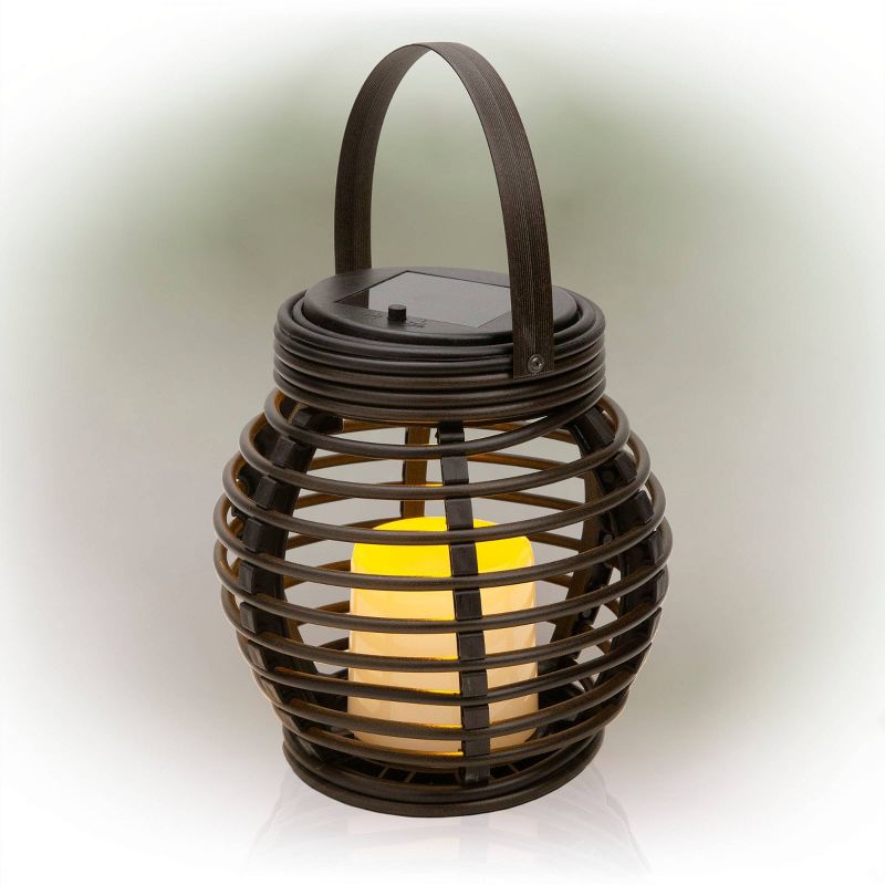 Solar Outdoor Lantern with Shepherd Hook Stake Brown - Alpine Corporation, 6 of 8