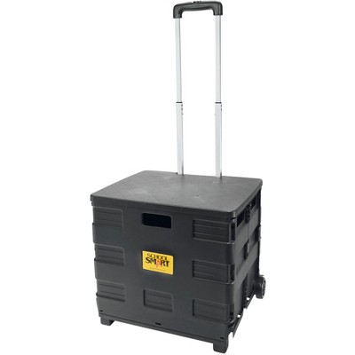 Black Polypropylene Folding Storage Cart with Telescoping Handle