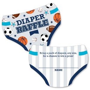 Big Dot of Happiness Go, Fight, Win - Sports - Diaper Shaped Raffle Ticket Inserts - Baby Shower Activities - Diaper Raffle Game - Set of 24 - 1 of 4