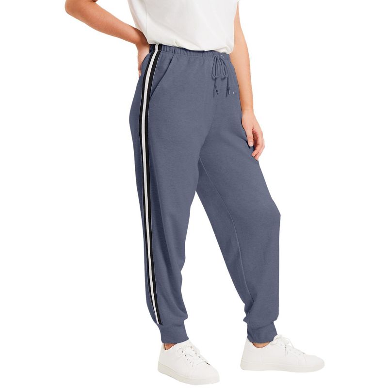 June + Vie by Roaman's Women's Plus Size French Terry Jogger, 1 of 2