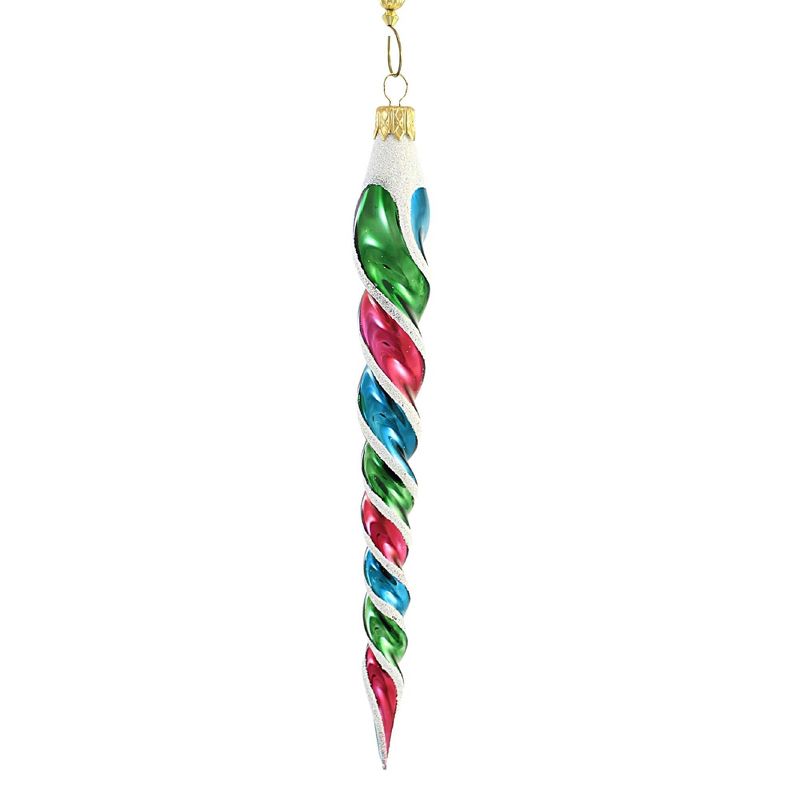 Sbk Gifts Holiday Vintage Brite Twisted Icicle  -  1 Glass Ornament 8.00 Inches -  Ornament Teal Green Fuchsia  -  Sbk221019  -  Glass  -, 3 of 4