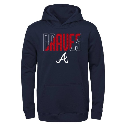 Mlb Atlanta Braves Boys' Line Drive Poly Hooded Sweatshirt - Xl