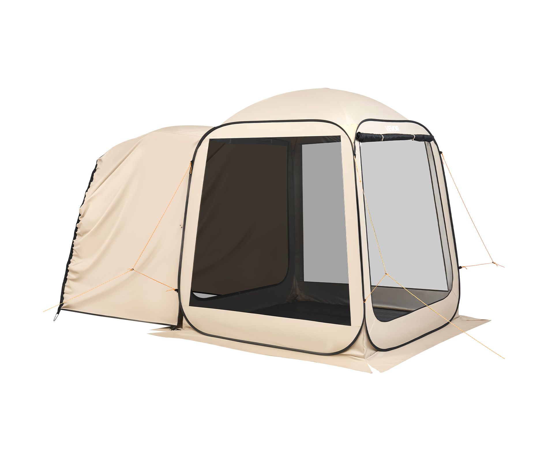 VEVOR Screen House Tent, 6x6 ft, 4-6 Person Pop Up SUV Tailgate Tent, Portable Screened in Canopy with Carry Bag, Netting Sides, for Car Camping,Beige