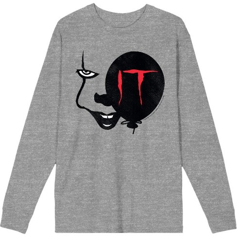 It Chapter 2 Enlarged Pennywise Face Adult Long Sleeve Tee - image 1 of 2