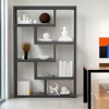 Hommoo 6-Tier Bookshelf, 69" Industrial Bookcase with Staggered Shelves - 2 of 4