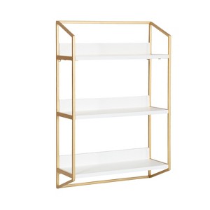 Kate and Laurel Hylton Rectangle MDF Accent Shelf, 18x28x7, Gold and White - 1 of 4