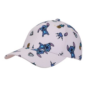 Disney Stitch Pineapples & Dolls All-Over Character Print Adult Pink Traditional Adjustable Hat - 1 of 4