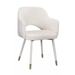 Simple Relax Velvet Upholstered Accent Chair in Cream and Gold