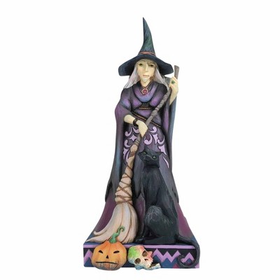 Jim Shore 10.75 In Witch Way? Two-Sided Broom Spell Book Cat Figurines