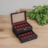 Synthetic Leather 20 - Slot Watch Box with Glass Lid. 2 - Layer, Lockable Watch Display Case - 2 of 4