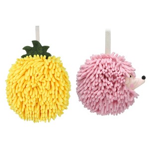 REGALWOVEN 2 Pcs Comfortable Soft Absorbent Chenille Ball Fuzzy Hand Towel for Home Decor - 1 of 4