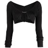 Coolmee Women's Shrug Sweaters Tie Front Long Sleeve Rib Knit Bolero Open Front Cropped Cardigan - 4 of 4