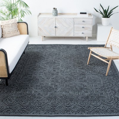 Gray Geometric Tufted Wool 6' x 9' Handmade Area Rug