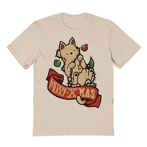 Rerun Island Men's Merry Xmas Cat Short Sleeve Graphic Cotton T-Shirt - 1 of 1