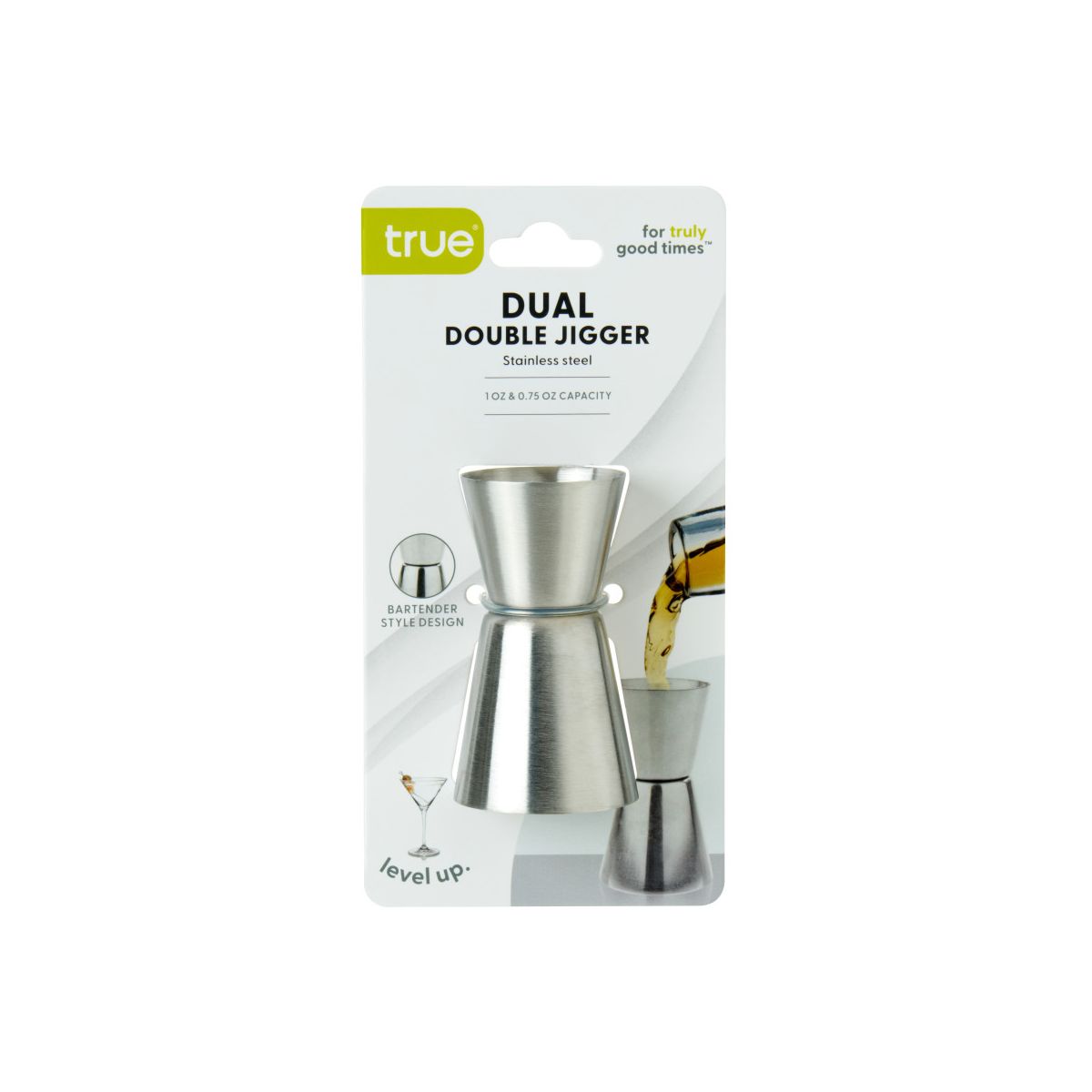 True Dual Double Jigger, Stainless Steel Cocktail Jigger, Margarita, Espresso Martini, Whiskey Sour, Wedding Gifts, Home Bar, 1 oz and 0.75 oz, Silver - thumbnail 7