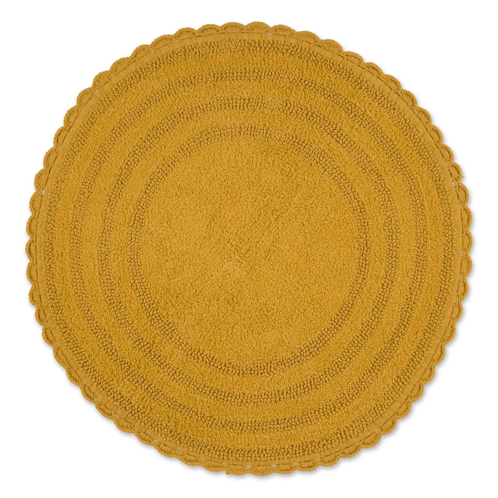 Design Imports Honey Gold Round Crochet Bath Mat