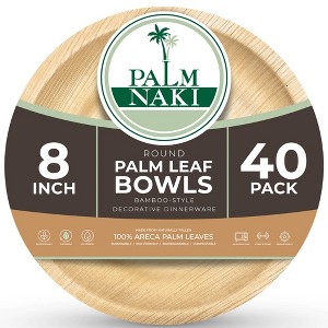 Palm Naki Round Palm Leaf Bowls (40 Count) - Compostable, Biodegradable - 1 of 4