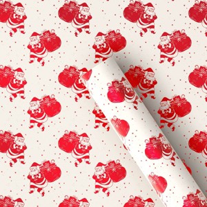 30” 25 sq ft Christmas Roll Wrap Santa's Gifts on Cream - Wondershop™ - 1 of 3