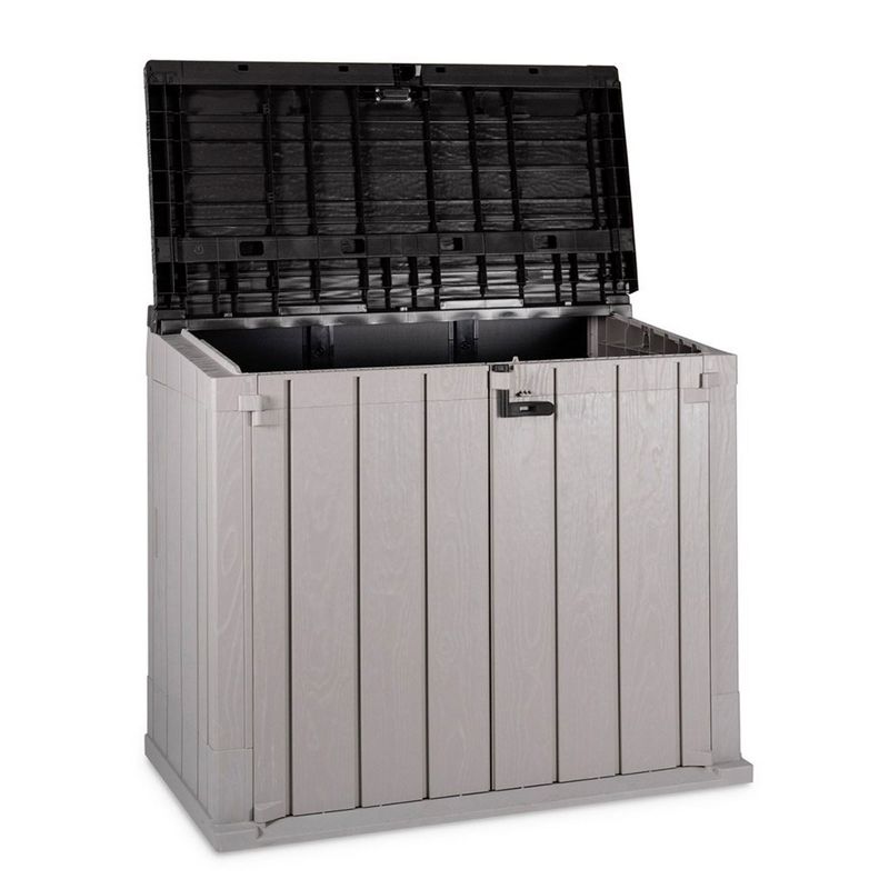 Toomax Stora Way All-Weather Outdoor XL Horizontal 5' x 3' Storage Shed Cabinet for Trash Can, Garden Tools, & Yard Equipment, Taupe Gray/Anthracite, 4 of 9