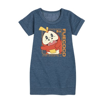 - Pokémon - Fuecoco Stats Graphic Short Sleeve Fleece Dress