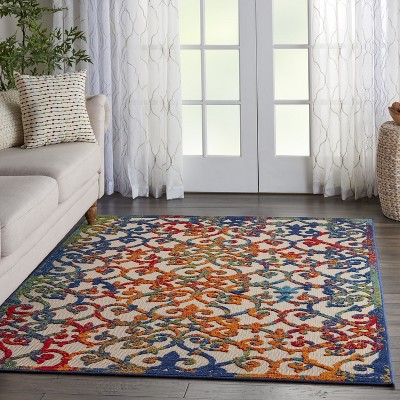 Multicolor Round Synthetic Flat Woven Handmade Rug