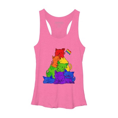 Adult Design By Humans Cat Pile Rainbow Pride Flag By ACEGlobal Racerback Tank Top