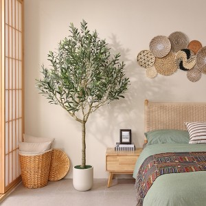 DR.Planzen 6/7/8FT Single-Trunk Artificial Olive Tree in White Oval Planter, Slim Faux Tree Fake Olive Plant for Indoor/Outdoor Home Decor - 1 of 4