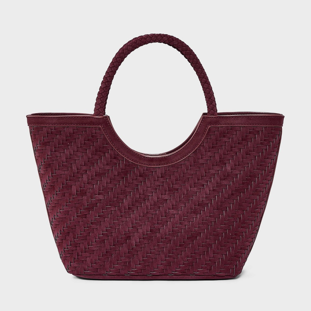 Faux Nubuck Mini Woven Tote Bag - A New Day™ Dark Red