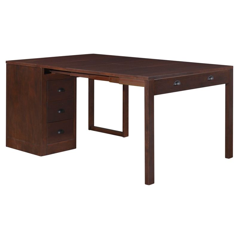 Expanding Desk with Ottoman and Converts To Table Expresso Brown - Stakmore, 5 of 6