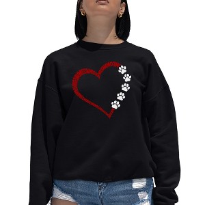 LA Pop Art Meow Heart - Women's Word Art Crewneck Sweatshirt - 1 of 4