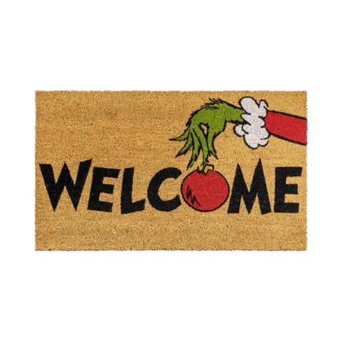 Dr. Seuss 1'5"x2'5" The Grinch Welcome Coir Doormat Natural - image 1 of 4