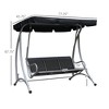 CAVINAS 3-Seat Patio Porch Swing,Hammock Swing Bench with Adjustable Canopy&Armrest,Outdoor Swing for Garden&Backyard,748LBS Capacity,Black - 4 of 4