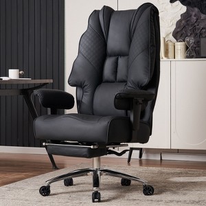 Efomao Big and Tall Office Chair 400lbs, PU Leather High Back Executive Office Chair with Footrest - 1 of 4