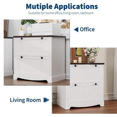2-Drawer Wood File Cabinet, 30" Rustic Lateral Filing Cabinet for A4/Letter/Legal, Hanging Folders, Home Office Storage & Printer Stand