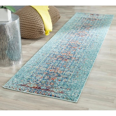 Monaco 26" Blue Multi Synthetic Stain-Resistant Area Rug