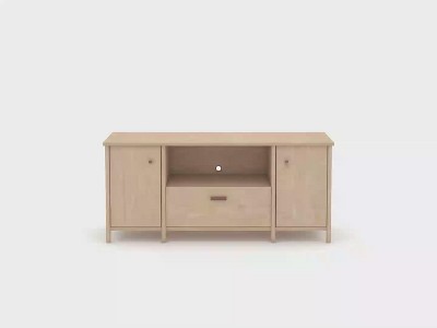 Natural Maple Wood Office Credenza with Drawer and Filing Cabinet