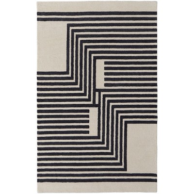 Maguire Transitional Abstract Gray/Ivory/Black Area Rug