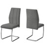 Monarch Specialties Dining Chair Set Of 2 Side Upholstered Kitchen Dining Room 39 Inch Height Grey Fabric Chrome Metal Contemporary Modern - 2 of 4