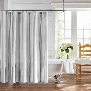 Farmhouse Living Homestead Stripe Fabric Bathroom Shower Curtain - 72" x 72" - Elrene Home Fashions