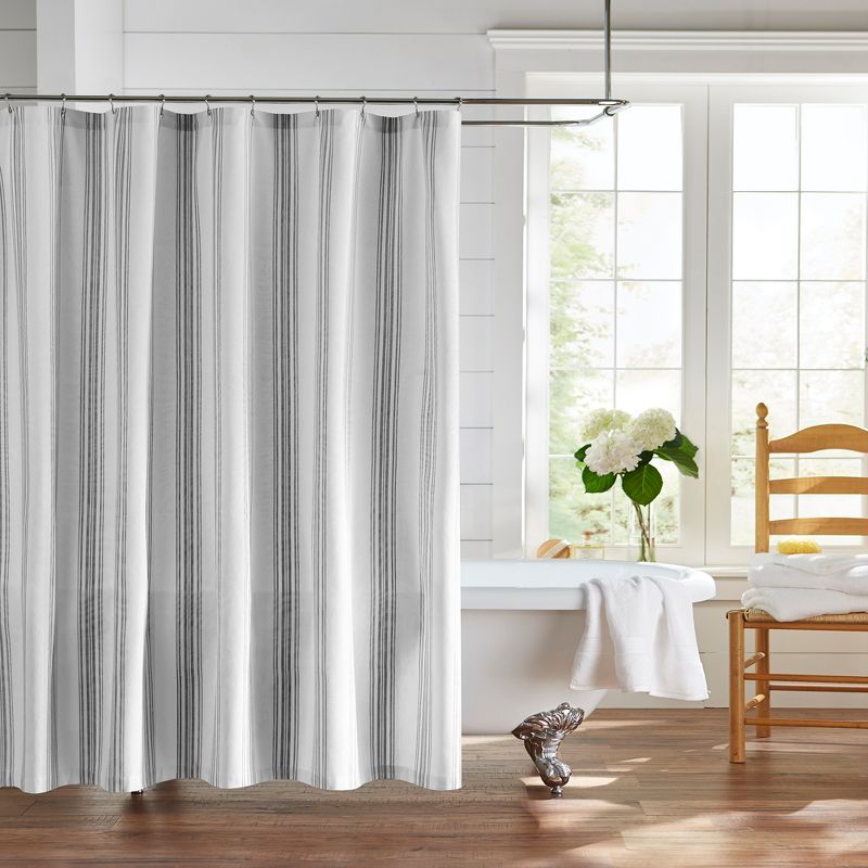Farmhouse Living Homestead Stripe Fabric Bathroom Shower Curtain - 72" x 72" - Elrene Home Fashions, 1 of 4