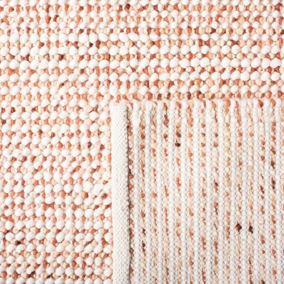 Ivory and Rust Hand-Woven Wool Runner Rug