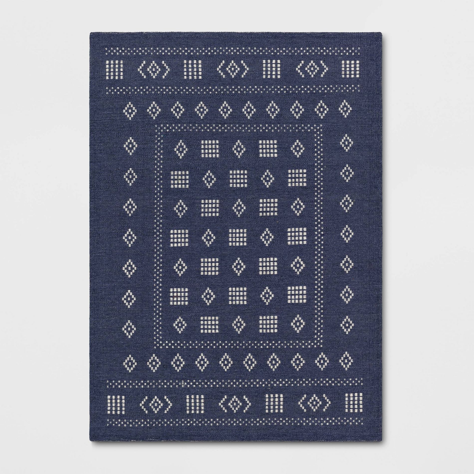 4'x5'6" Vintage Kids' Rug Navy - Pillowfort™: Geometric Pattern, Machine Made, OEKO-TEX Certified