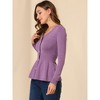 Allegra K Women's Slim Fit V-Neck Long Sleeve Ribbed Pullover Knitted Peplum Sweater - 4 of 4