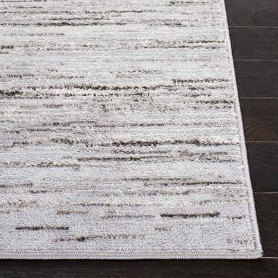 Grey and Light Grey Synthetic Abstract Runner Rug 2'2" x 9'