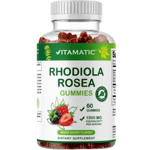 Sugar Free Rhodiola Rosea Gummies 1500 mg Equivalent Per Serving – 60 Gummies – Mixed Berry Flavor - 1 of 4