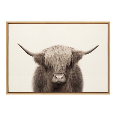 23 x 33 Sylvie Highland Cow Color Framed Canvas by The Creative Bunch  Studio Natural - Kate and Laurel