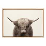 23" x 33" Sylvie Highland Cow Color Framed Canvas by The Creative Bunch Studio Natural - Kate and Laurel